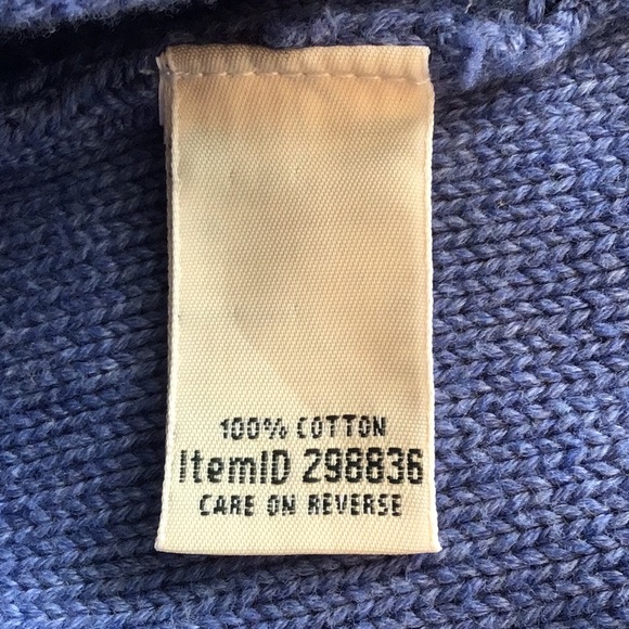 L. L. Bean double cable zip front 100% cotton cardigan periwinkle blue - Picture 8 of 11